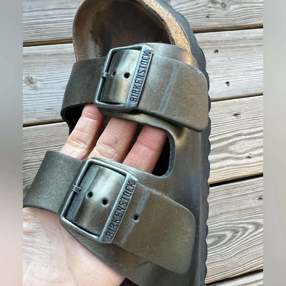 Birkenstock Arizona Soft Footbed Leather - Metallic Anthracite Sz 40 (M7 W9)